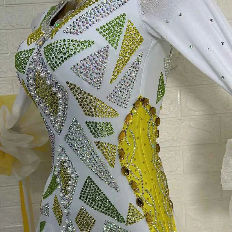 Custom Size White Competition Ballroom Dance Dress for Women Waltz Tango National Smooth Dance Long Gown
