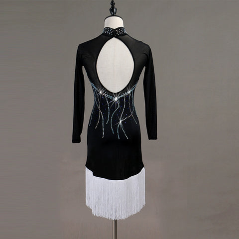 Latin Dance Dresses Women's Performance Spandex / Organza Crystals / Rhinestones Long Sleev Dress