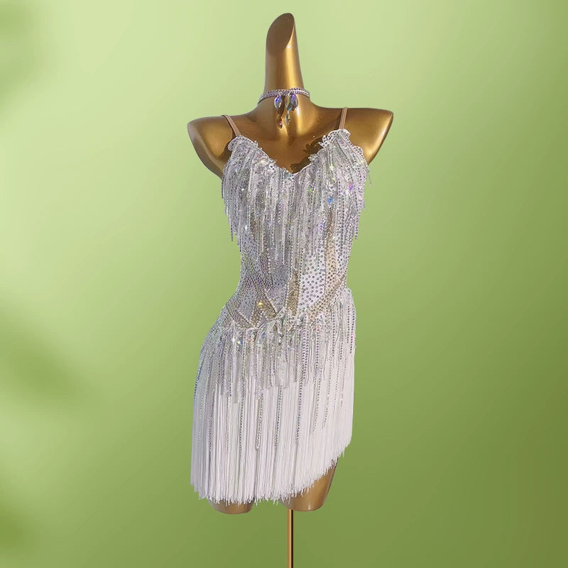 Custom Size Competition Fringe Black Purple Latin Dance Dresses for Women Girls White Salsa Rumba Blackpool Dance Wear
