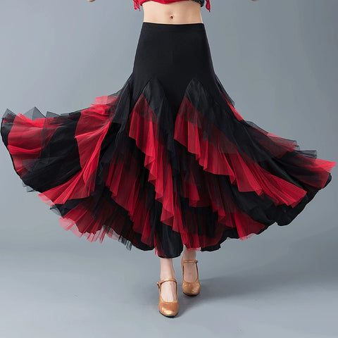 Modern Skirt Ballroom Dance Skirt Female Adult National Standard Dance Half-length Skirt Waltz Ballroom Dance Skirt - Moderndancedress.com