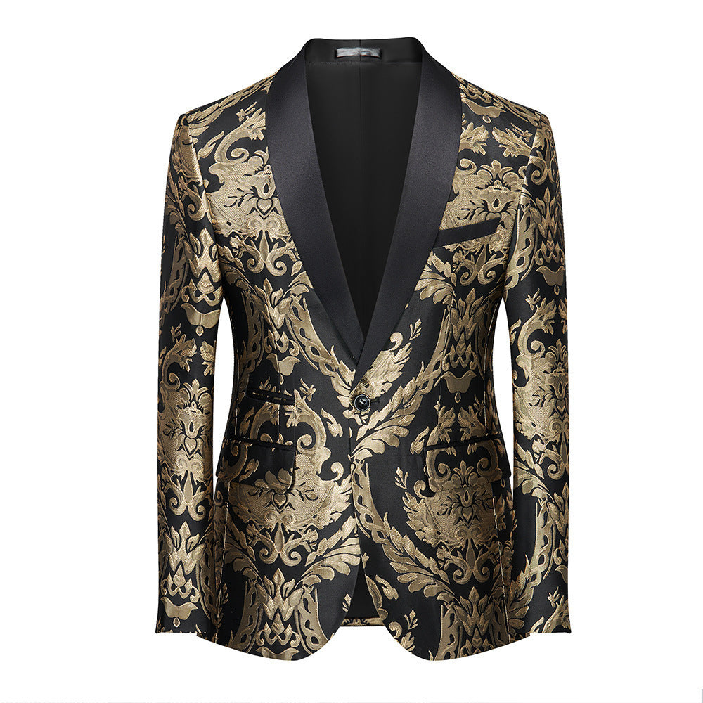 Men's jazz dance dress suit wedding party bridegroom blazers singers host choir music band stage performance jacquard coat for male - Moderndancedress.com