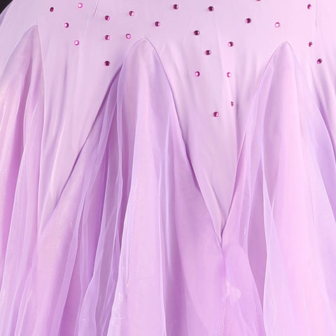 Lavender Light Purple Competition Ballroom Dance Dresses for Women Girls Kids Modern Waltz Tango Dance Performancelong Gown - Moderndancedress.com