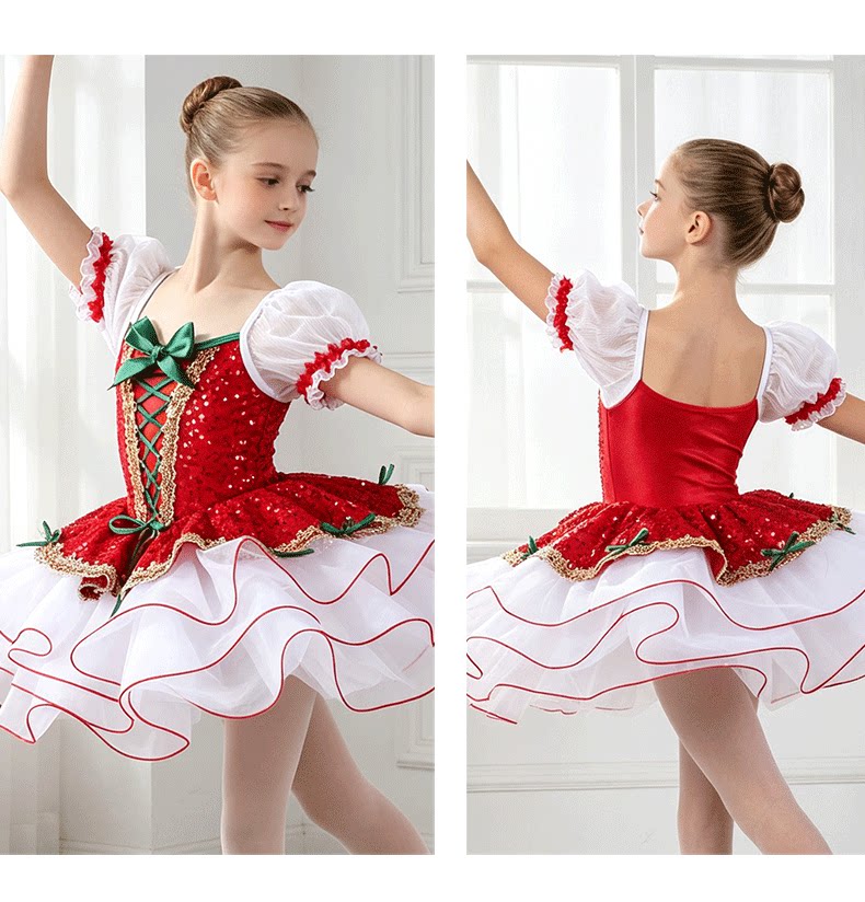 Girls Christmas Corset Ballet Tutu Dress - Nutcracker Doll Jazz Party Dance Costume