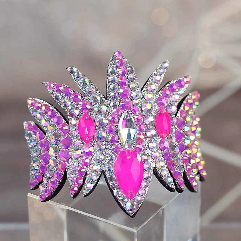 Rhinestone Artistic Gymnastics Diamond Head Piece for Kids Latin Ballroom Figure Skating Competition Ball Head Crown Hair Accessories