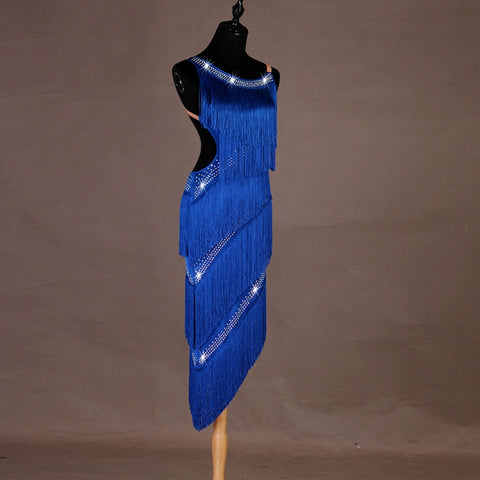 Latin dance dress performance competition clothing Lombardcia tassel dress - Moderndancedress.com