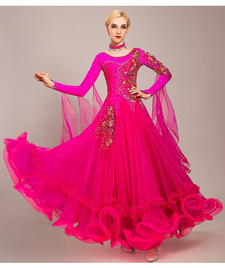blue yellow Ballroom dance competition dresses for women girls waltz tango modern dance skirt social national dance bling performance gown - Moderndancedress.com