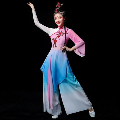 Chinese Folk Dance Costume Classical Dance Costume Chinese Wind Fairy Umbrella Dance Fan Dance Costume Yangge Costume Adults