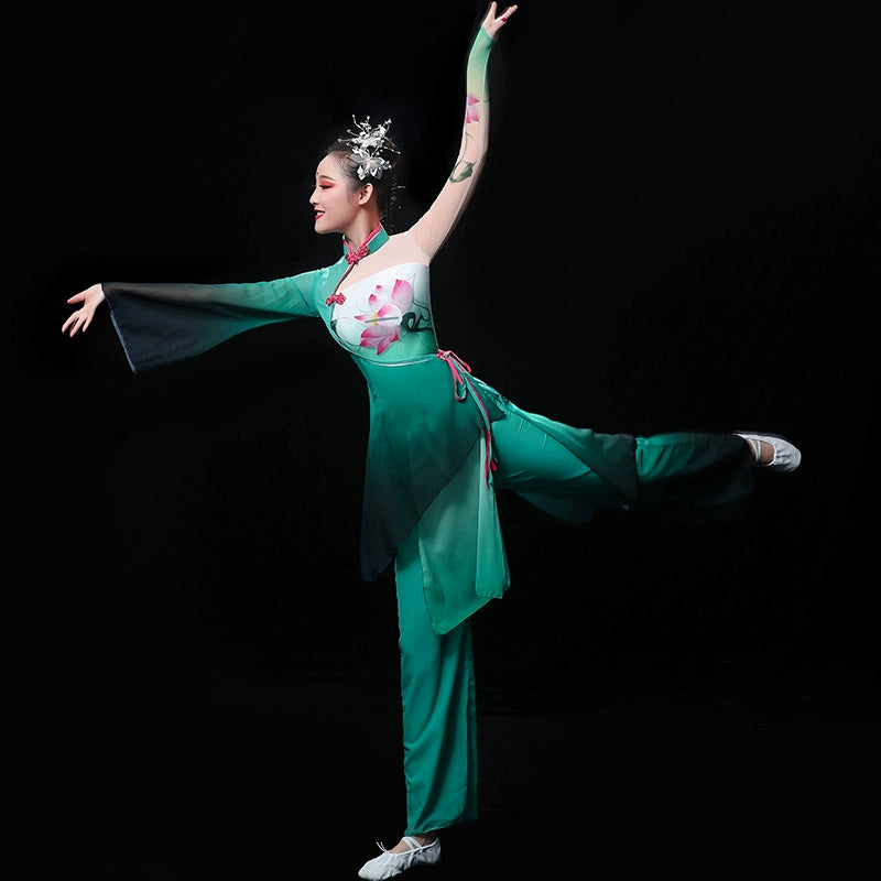 Chinese Folk Dance Costume Classical Dance Costume Fan Dance Costume Umbrella Dance Square Yangge Costume Suit for Adult Women - Moderndancedress.com