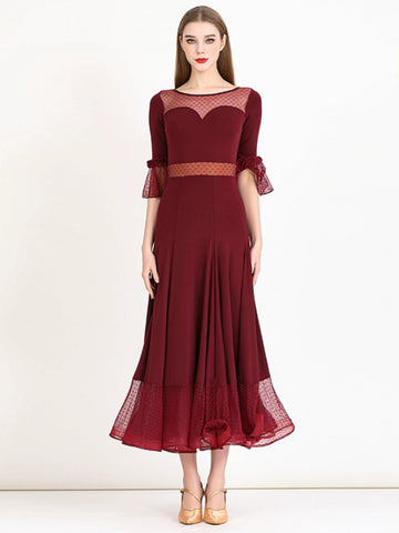 Black wine ballroom dance dresses for women girls Elegant modern waltz tango foxtrot dance dress - Moderndancedress.com