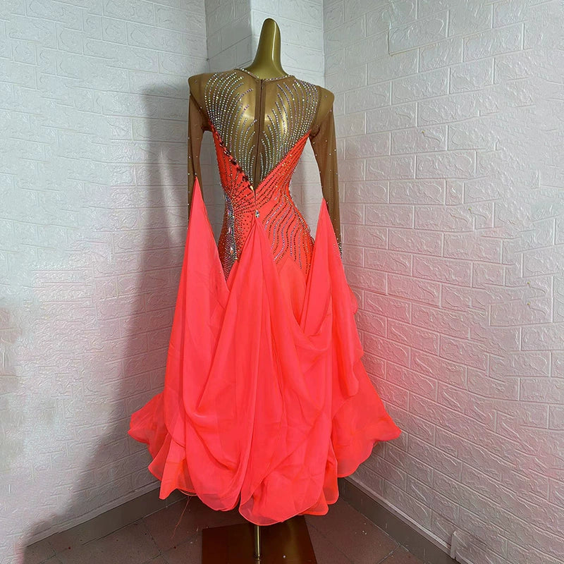 Customized Size Competition Ballroom Dance Dresses for Women Girls Tango Waltz Performance Costume - Moderndancedress.com