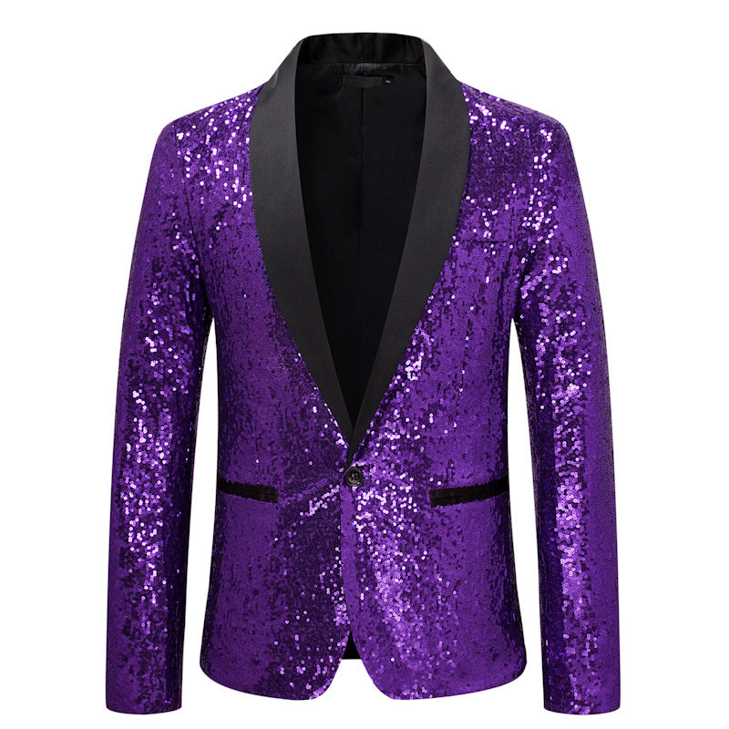 Pink Gold  Silver Blue Sequins Jazz Dance Blazers for Men Youth Host Singers Choir Band Music Production Consert Party Performance Coats for Male - Moderndancedress.com