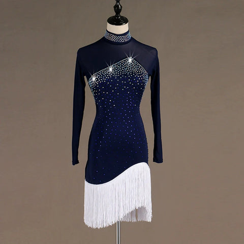 Sexy Latin Dance Competition Dresses Comfortable tassels dress Rhinestones Sleeveless Dress - Moderndancedress.com