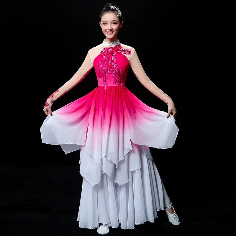 Chinese Folk Dance Costume Classical Dance Costume Female Chinese Fan Dance Costume National Dance Yangge Costume Umbrella Dance Adult - 