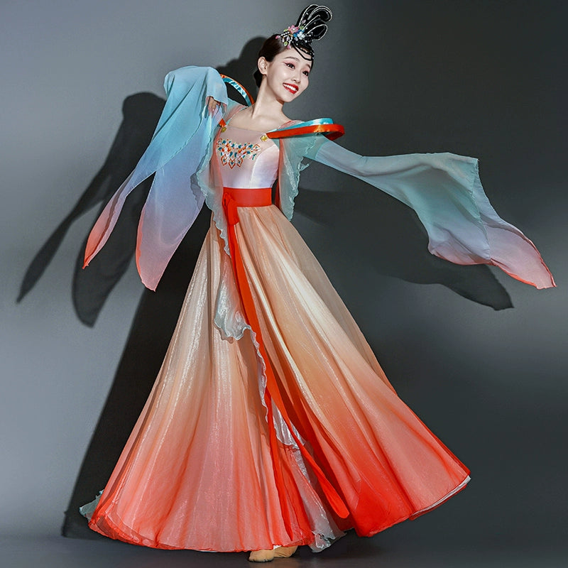 Chinese folk Classical Dance Costume women girls Han Tang fairy princess Dance dresses dunhuang flying dance clothes hanfu – Moderndancedress.com Chinese folk Classical Dance Costume women girls Han Tang fairy princess Dance dresses dunhuang flying dance clothes hanfu – Moderndancedress.com