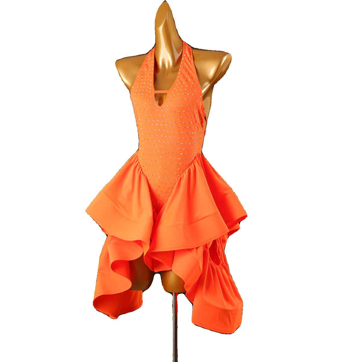 New National Standard Latin Dance Competition Dress Rumba Samba Performance Clothing Orange Lq435 - Moderndancedress.com