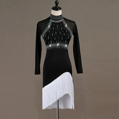 Latin Dance Dresses Women's Performance Spandex / Organza Ruching / Crystals / Rhinestones Sleeveless Dress - Moderndancedress.com