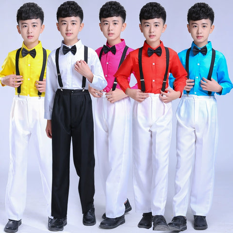 Girls Jazz Dance Costumes Flower Girls Dresses BoysRecitation Dresses Showwear  Belts Primary School Students Chorus Hosts erforming Dresses - Moderndancedress.com