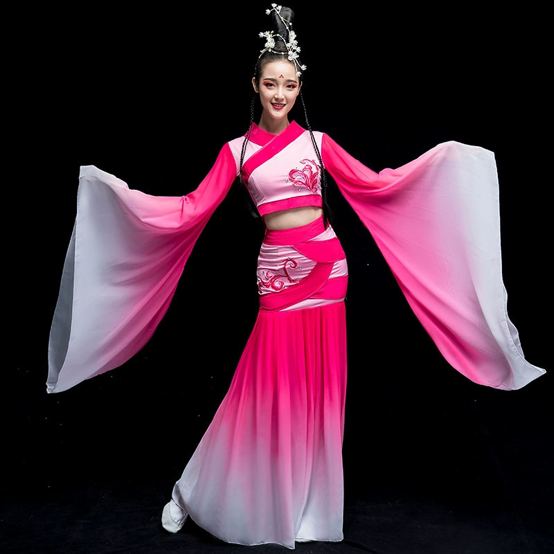 Chinese Folk Dance Costume Watersleeve Dance Costume Classical Dance Costume Female Chinese Wind Fairy Hanfu Caiwei Adult - Moderndancedress.com