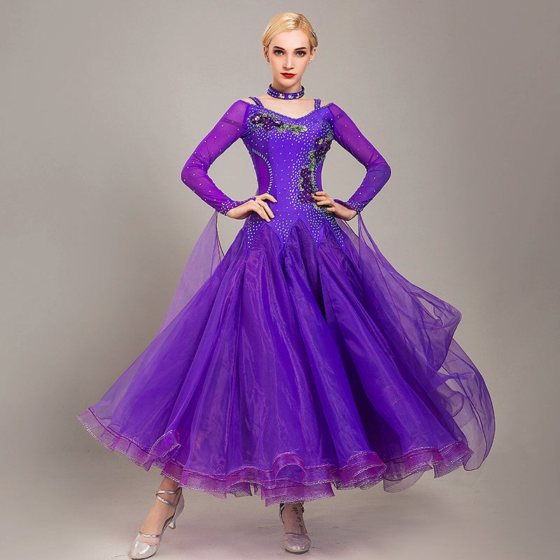 Competition Ballroom dance dress for women girls national standard dance waltz tango foxtrot smooth social dance performance gown for female - Moderndancedress.com