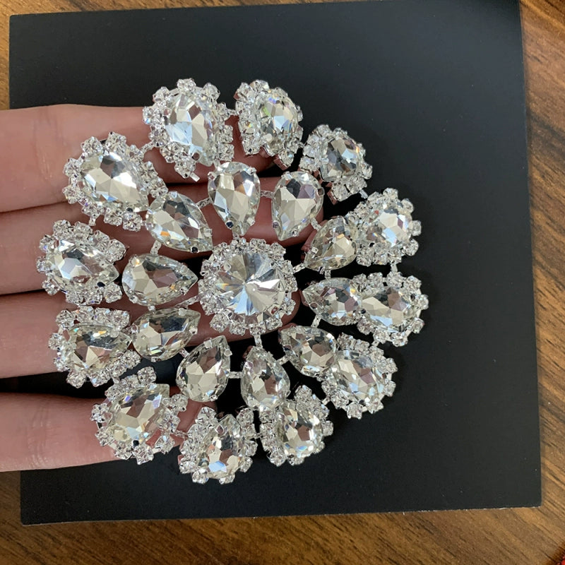 Round red blue bling gemstones DIY headdress dance clothes shoes jewelry flower-shaped hand-sewn corsages headgear dinner bags 8cm - Moderndancedress.com