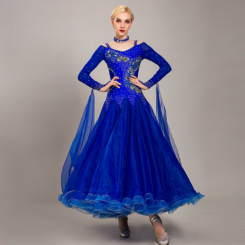 Competition Ballroom dance dress for women girls national standard dance waltz tango foxtrot smooth social dance performance gown for female - Moderndancedress.com