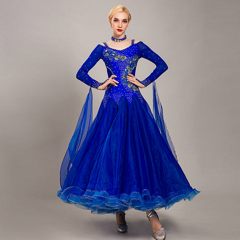 Competition Ballroom dance dress for women girls national standard dance waltz tango foxtrot smooth social dance performance gown for female - Moderndancedress.com