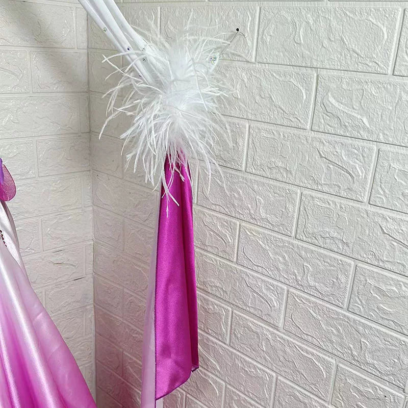 Customized Size Fuchsia White Gradient Ballroom Dance Dress for Women Smooth Foxtrot Rhythm Dancing Gown