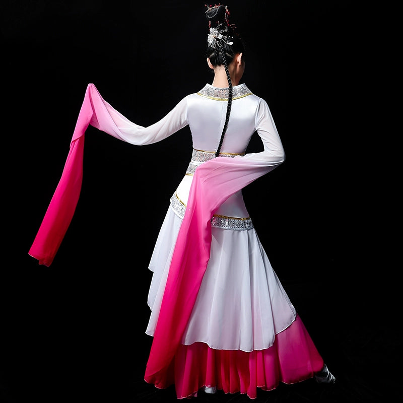 Chinese Folk Dance Costume Watersleeve Dance Costume Female Caiwei Dance Classical Dance Chinese Wind Long Sleeve Gradual Dance Costume Adults - Moderndancedress.com