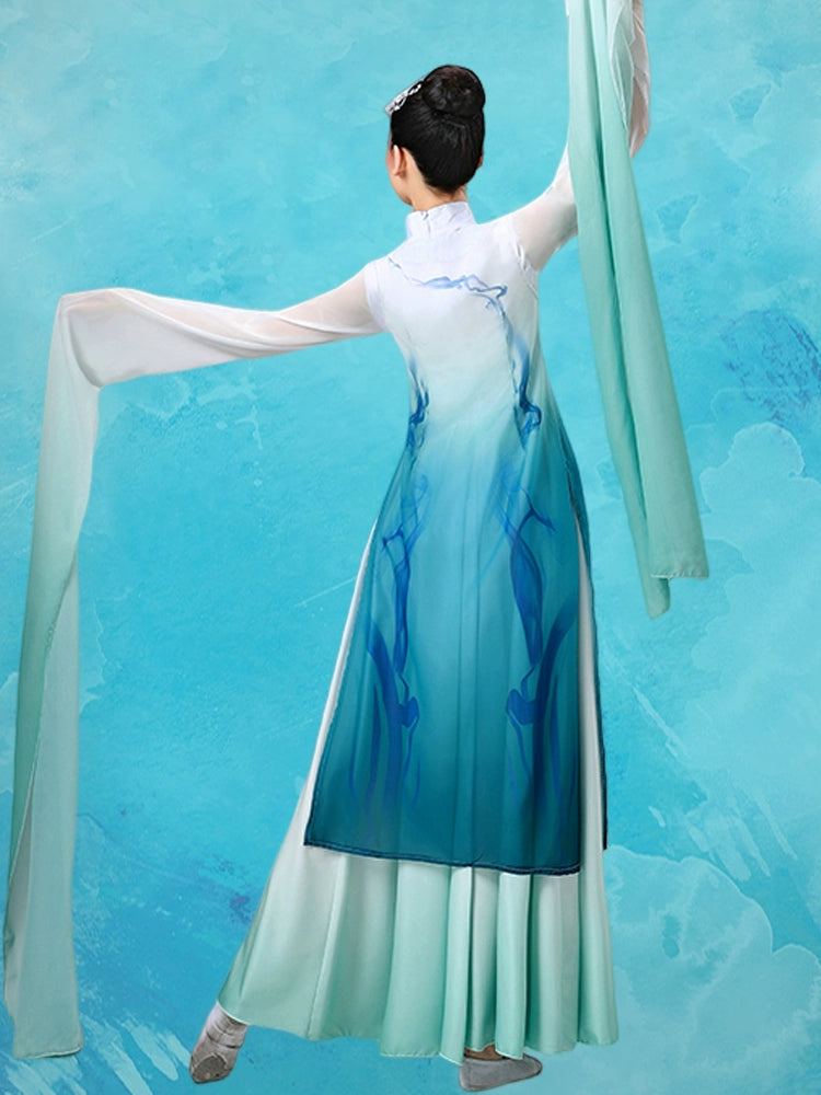 classical dress for women Blue Chinese Classical dance costumes for women girls water sleeves Han Tang hanfu hua Dan Yichuan Qingyi Yinjiang Dance dressess – Moderndancedress.com