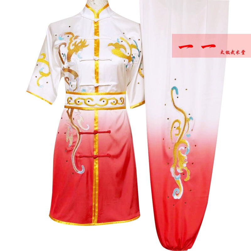 Martial Arts Clothes Kungfu clothes Short-sleeved martial arts Wushu performance clothes Changquan competition c Group children performance clothes
