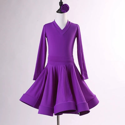 Children's Latin dance clothes training clothes women's professional big skirt Standard Dance Latin competition regulations test clothes - Moderndancedress.com