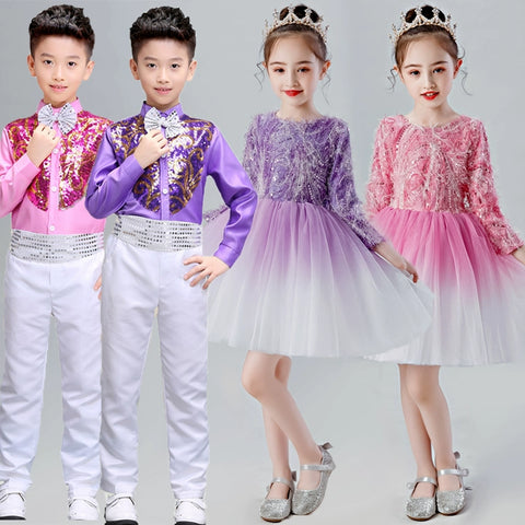 Children jazz dance dress chorus costume performance costume primary school students gauze tutu skirt