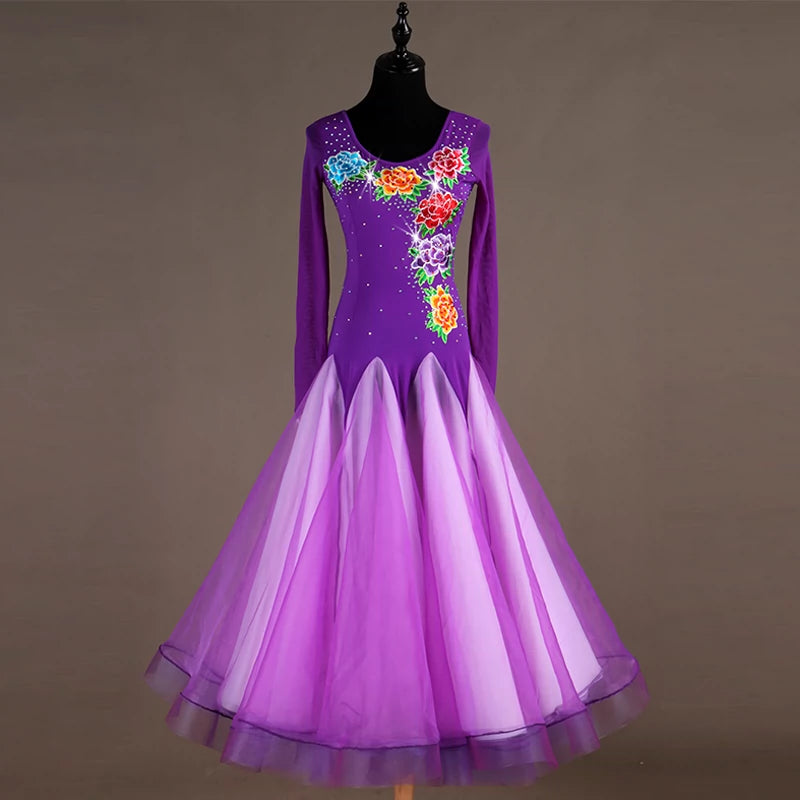 Ballroom Dance Dresses Superior embroidered Millen dress, ballroom Waltz dress - Moderndancedress.com
