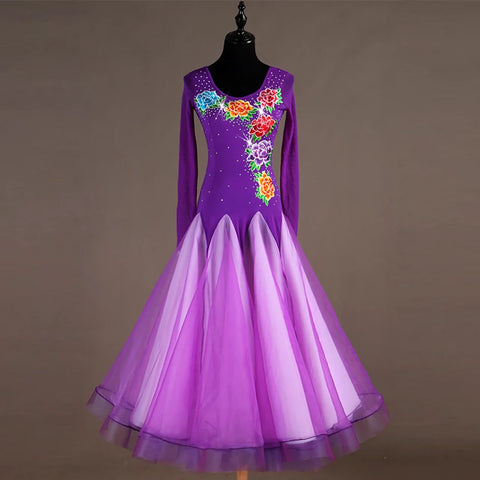 Ballroom Dance Dresses Superior embroidered Millen dress, ballroom Waltz dress - Moderndancedress.com