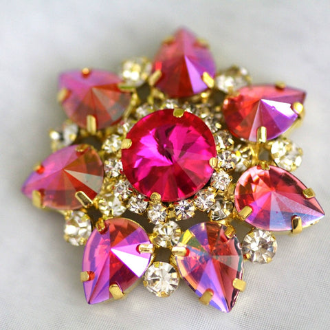 DIY red blue colored rhinestone Dance headdress party clothes shoes bag decorative buckle DIY jewelry headscarf hand sewing 4.3cm - Moderndancedress.com