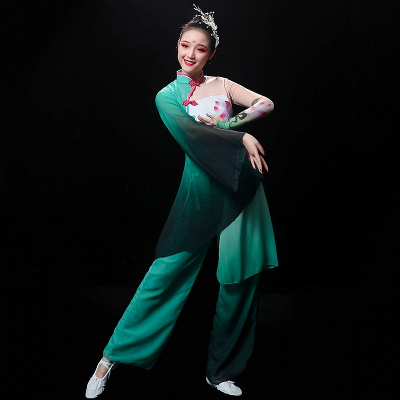 Chinese Folk Dance Costume Classical Dance Costume Fan Dance Costume Umbrella Dance Square Yangge Costume Suit for Adult Women - Moderndancedress.com