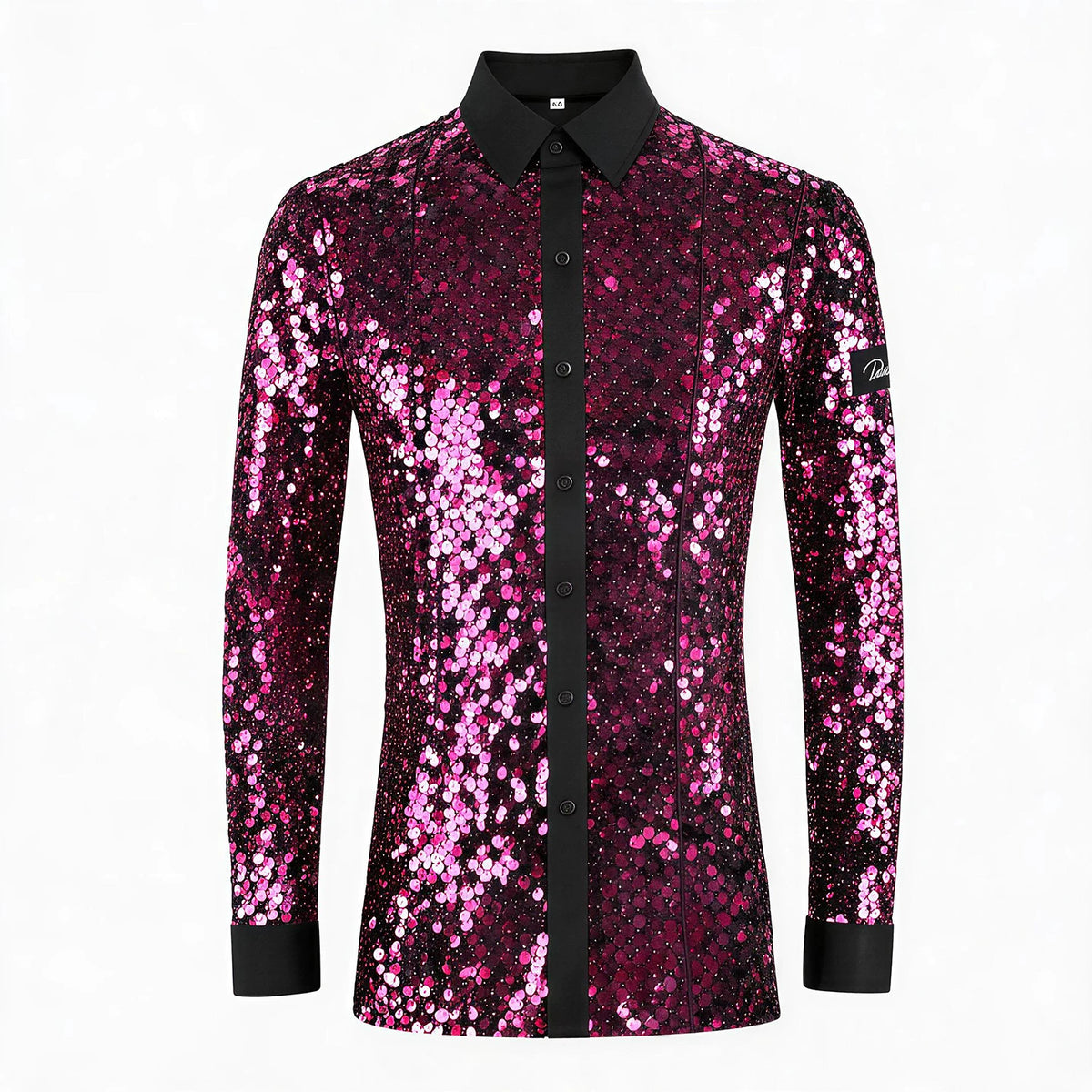 Men's Colorful Latin Ballroom Dance Shirts Elastic Sequin Velvet Waltz Tango Disco Performance Top