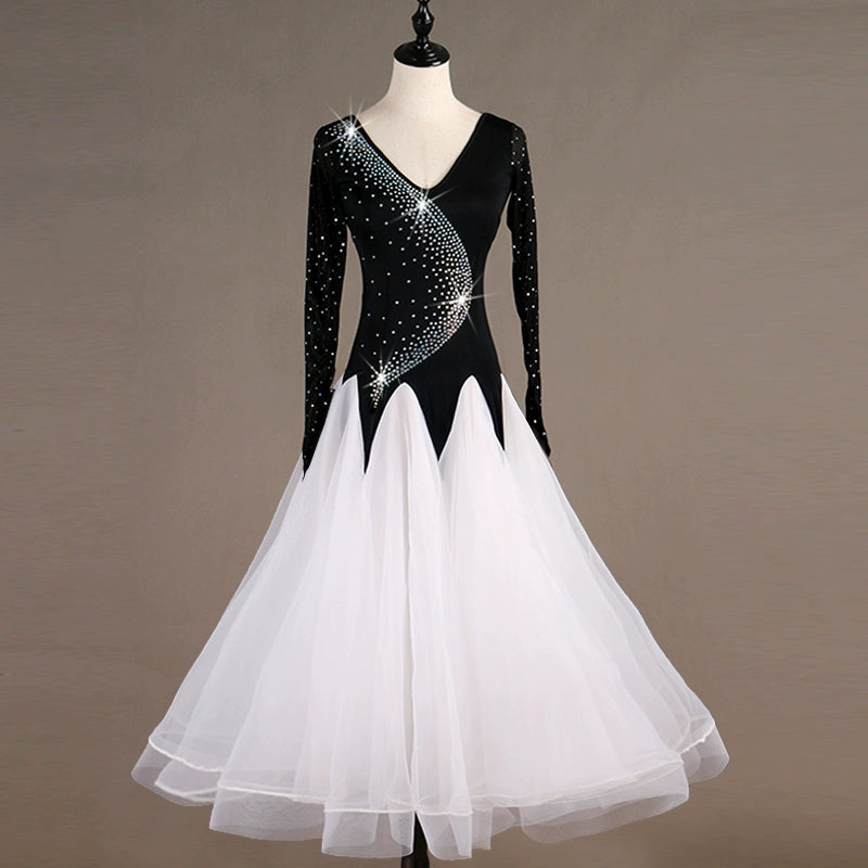 Ballroom Dance Dresses Gold Ratio! Upgraded Flash Drill Grinding Skirt Tango Waltz Show Competition Dresses - 