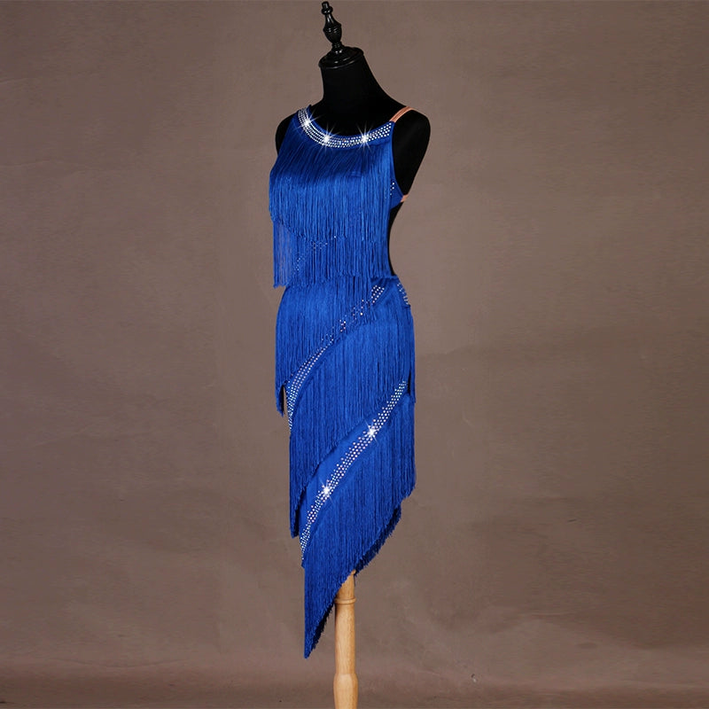 Latin dance dress performance competition clothing Lombardcia tassel dress - Moderndancedress.com