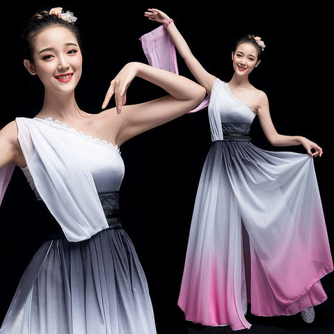 Chinese Folk Dance Costume Classical Dance Costume Chinese Fan Umbrella Dance Fairy Modern Dance Costume Adults - 