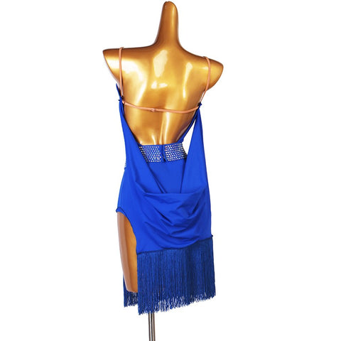 Royal blue Diamond competition latin dance dress for women girls modern dance salsa rumba chacha dance latin dance costumes