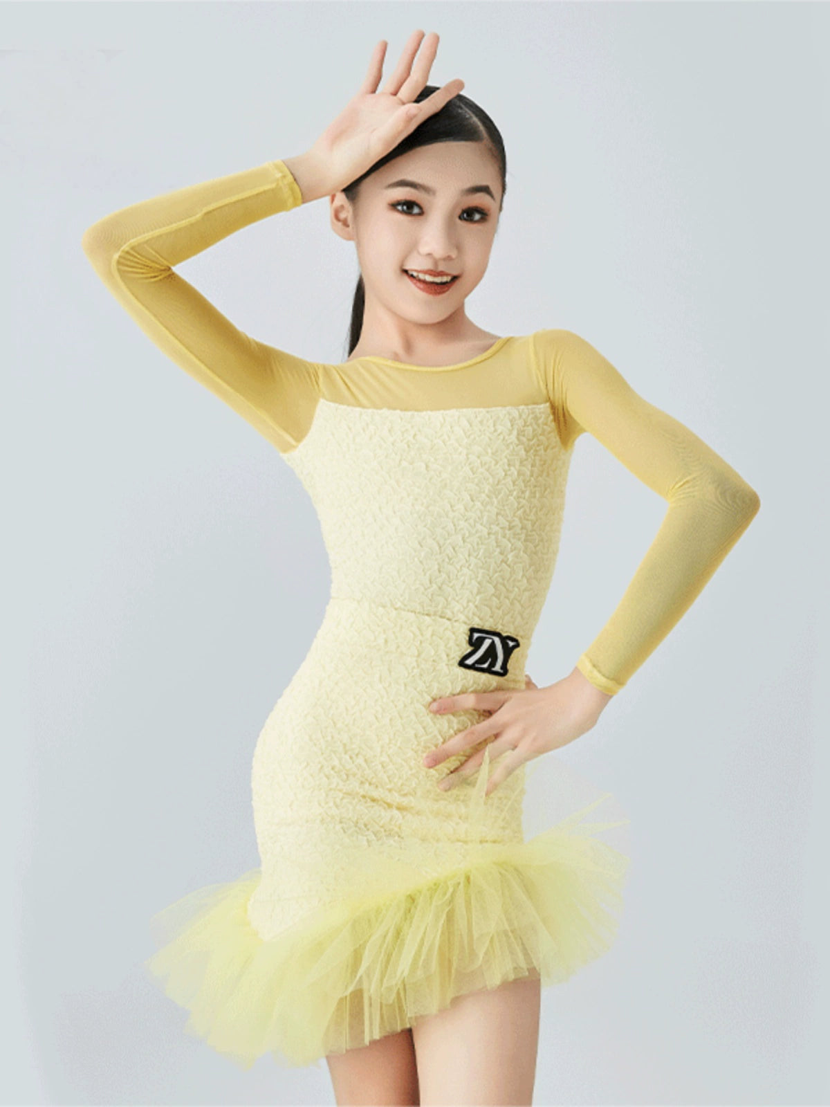 Yellow Light Blue Latin Dance Dresses for Kids Girls Salsa Rumba Chacha Dance Costumes Modern Dance Outfits for Children - Moderndancedress.com