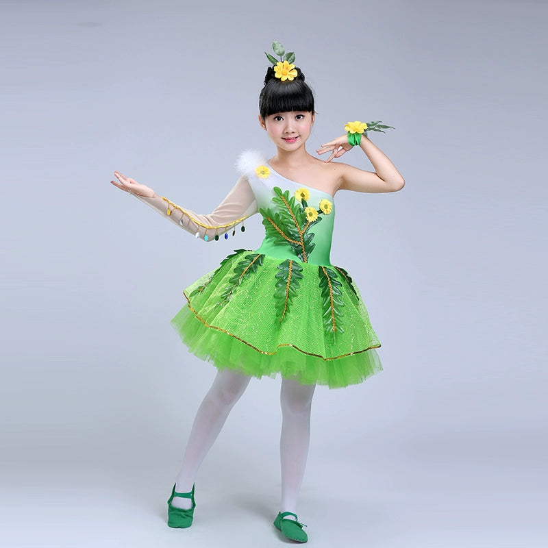 Girls Jazz Dance Costumes Children's green performance clothes environmental protection low carbon children's dance clothes