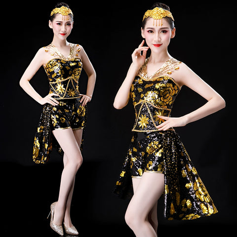 Jazz Costume Modern Dance Costume DS sexy nightclub opening dance show female adult suit