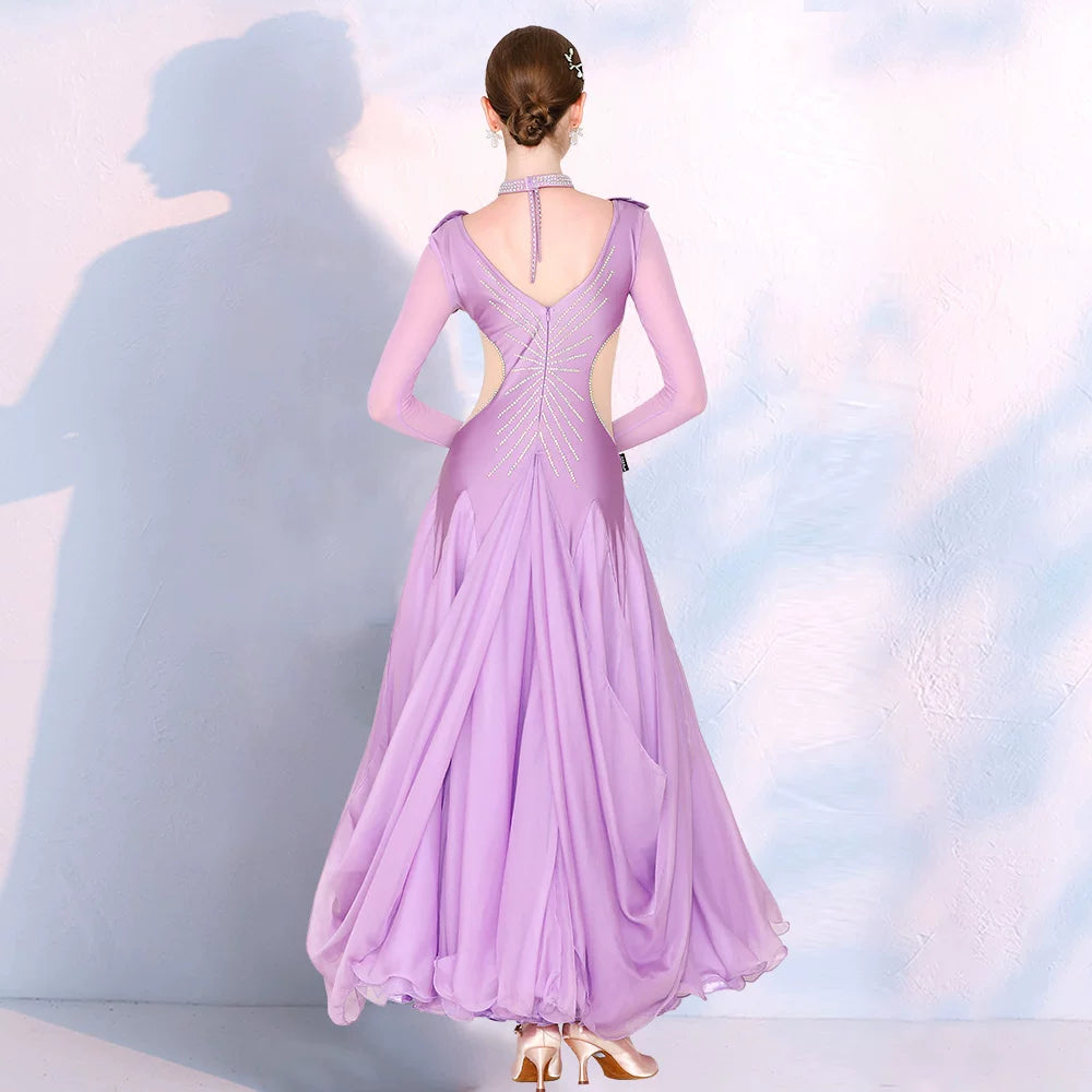 Lavender Ballroom Dance Dress - Waltz Foxtrot Competition Gown