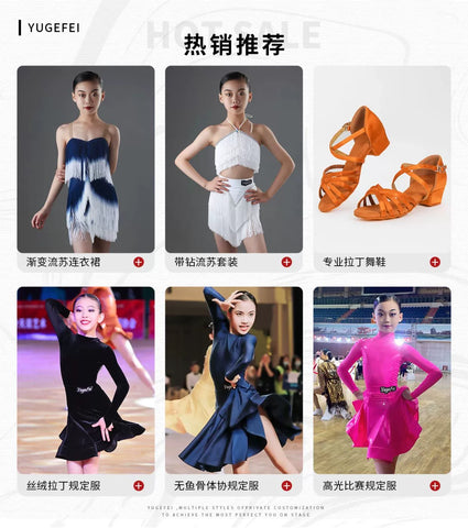 Leopard Print Latin Dance Dresse for Kids Girls Long-sleeved Slanted Shoulder Salsa Chacha Latin Ballroom Dance Clothes for Kids - Moderndancedress.com