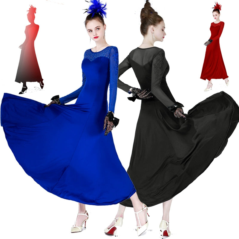 Waltz Long and Short Sleeve Modern Dress, Modern Dress, Big Sleeve National Standard Dress - Moderndancedress.com