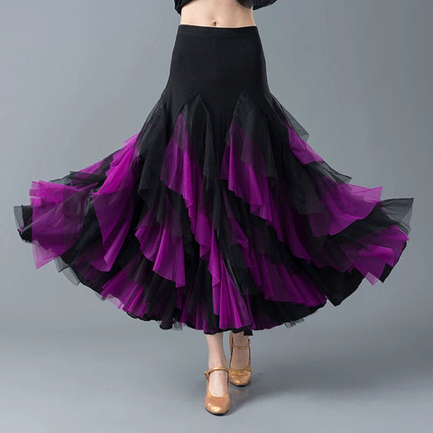 Modern Skirt Ballroom Dance Skirt Female Adult National Standard Dance Half-length Skirt Waltz Ballroom Dance Skirt - Moderndancedress.com