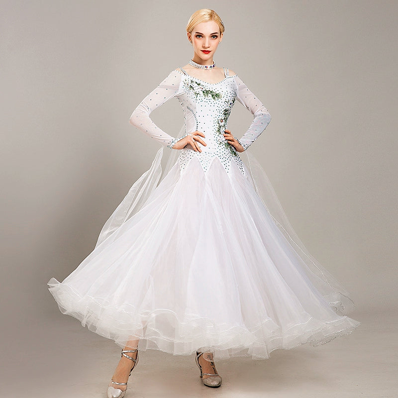 Competition Ballroom dance dress for women girls national standard dance waltz tango foxtrot smooth social dance performance gown for female - Moderndancedress.com
