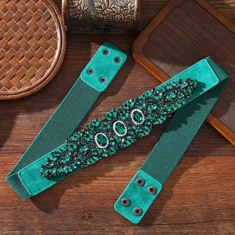 Xinjiang Latin ballroom dance sasehs waistband  diamond elastic waist belt for women girls Uygur dance accessories dancing waist chain - Moderndancedress.com